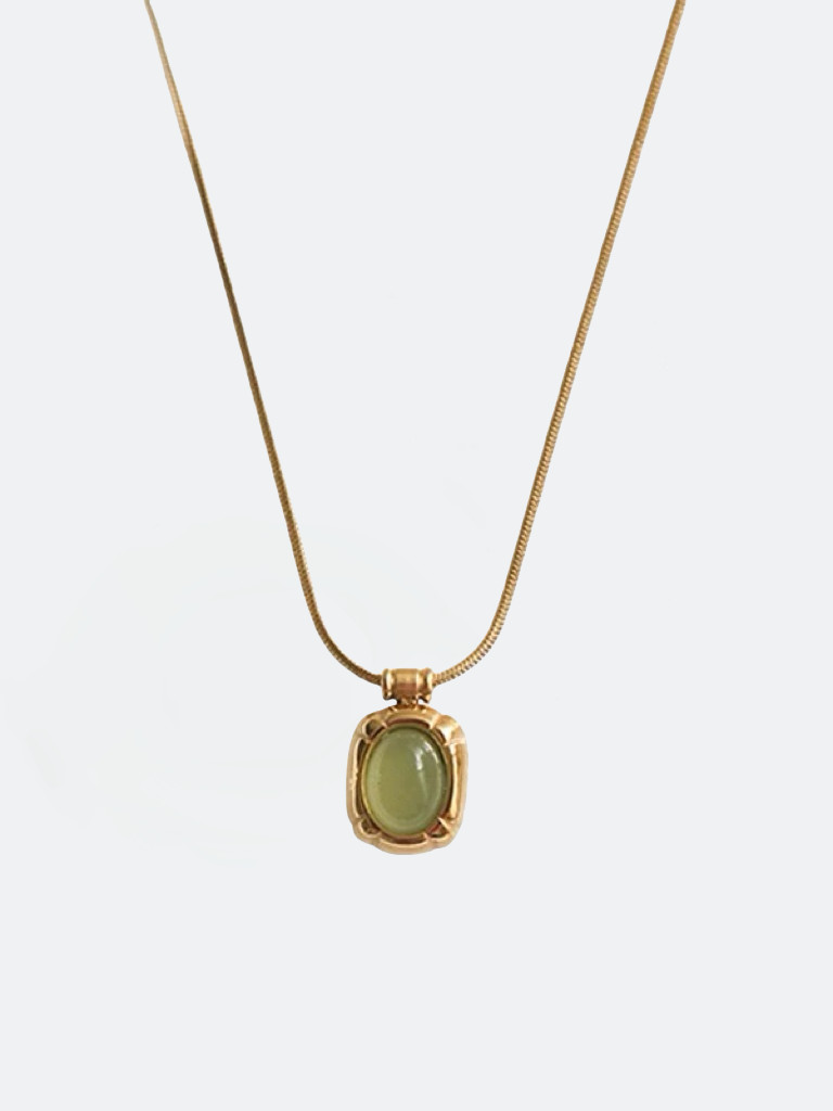 Halsband i stål med 18k guld med aventurin jade