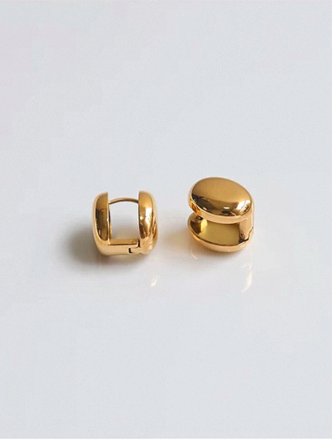 Oval form hoops i stål med 18k guld