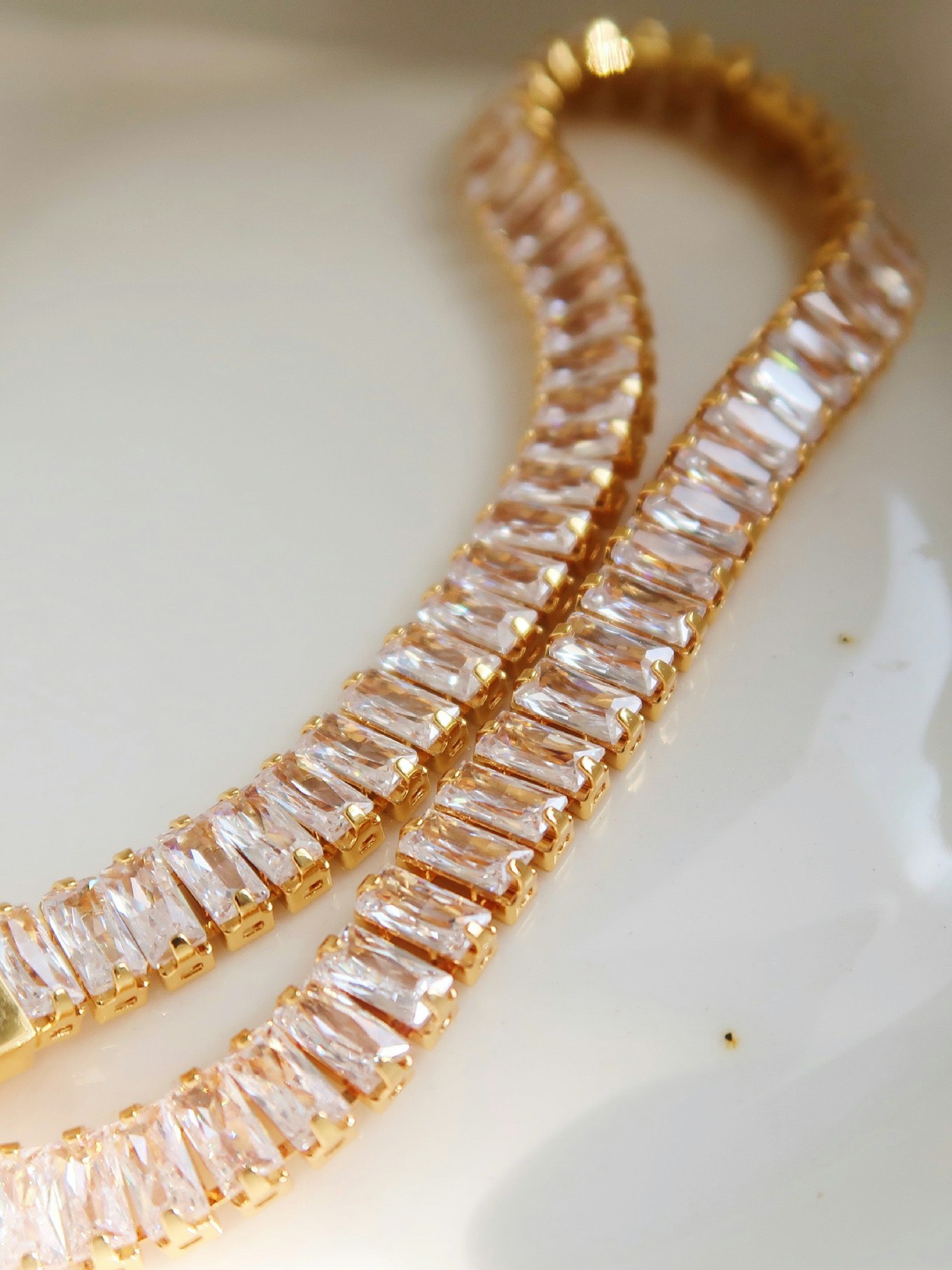 Tennis armband i stål med 18k guld med