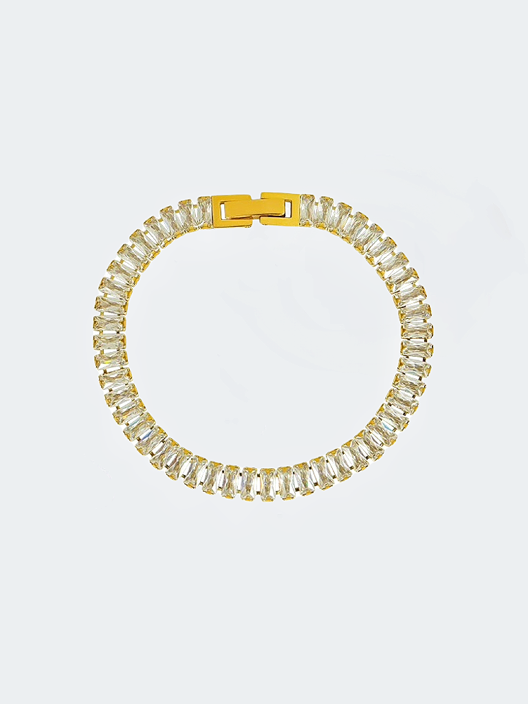 Tennis armband i stål med 18k guld med