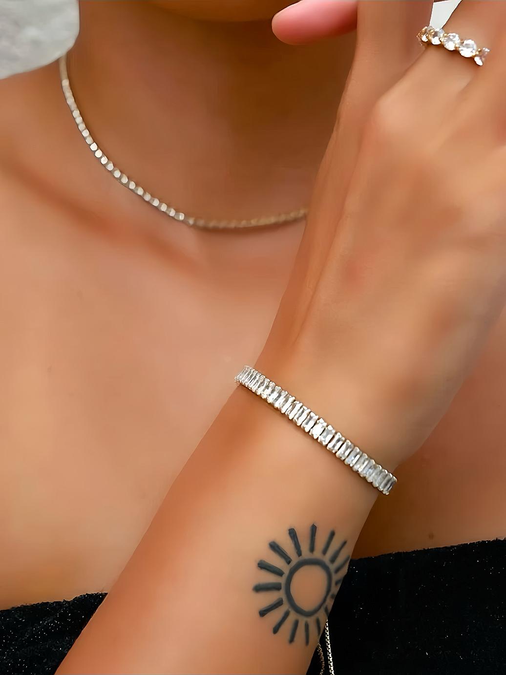 Tennis armband i stål med 18k guld med