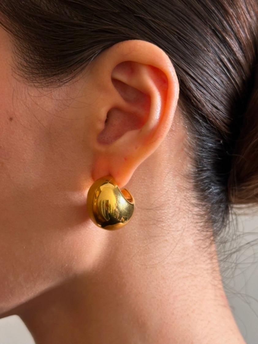 Chunky hoops i stål med 18k guld och bred design