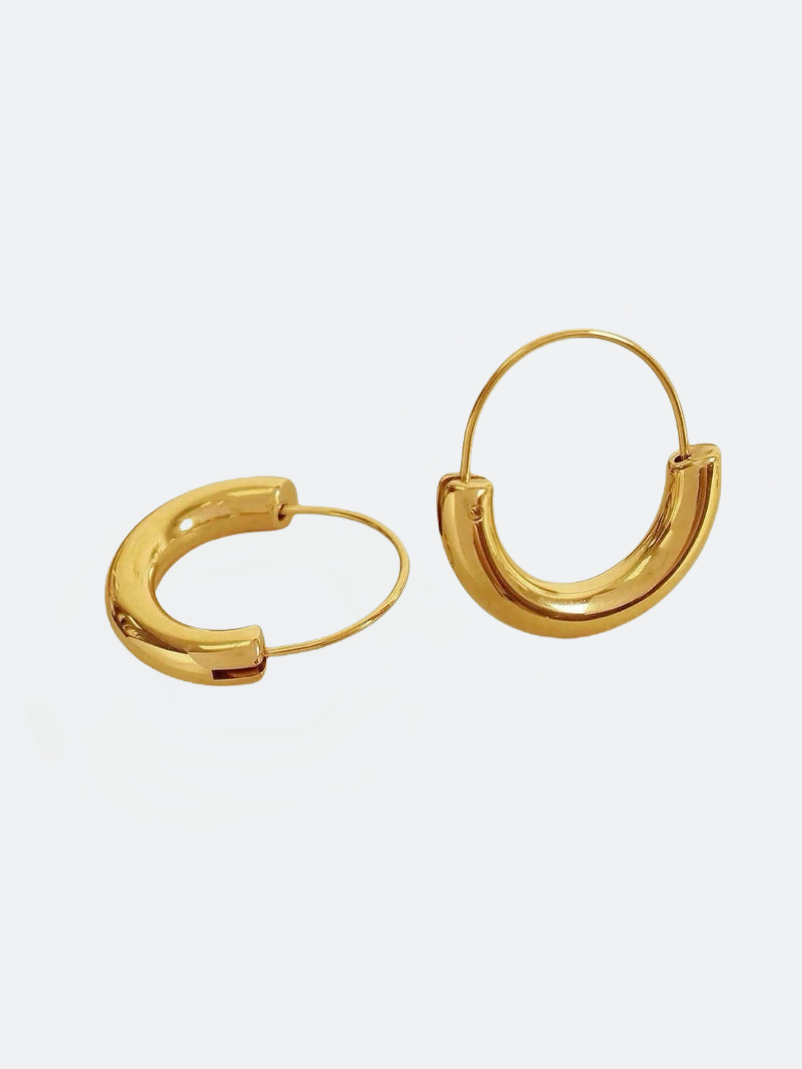 Chunky hoops i stål med 18k guld