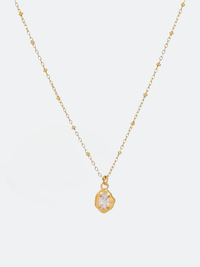 Halsband i stål med 18k guld med Cubic Zirconia
