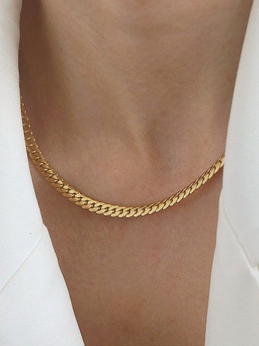 UNISEX Halsband i stål med 18k guld med ormkedja 40cm