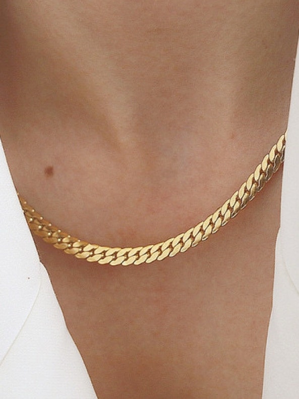 UNISEX Halsband i stål med 18k guld med ormkedja 40cm