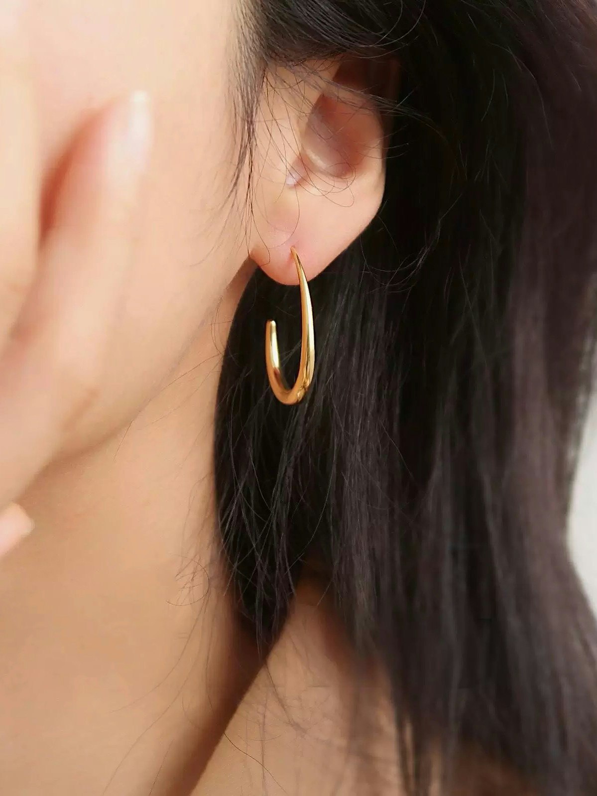 Stora hoops i stål med 18k guld