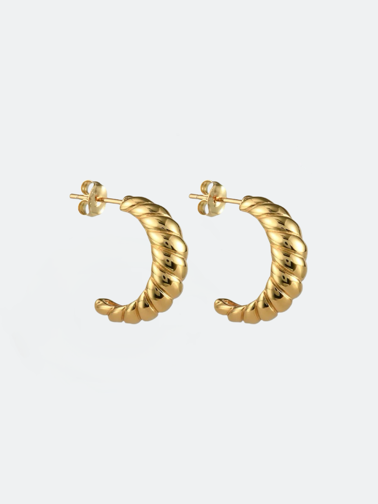 Hoops i stål med 18K guld med tvinnad design