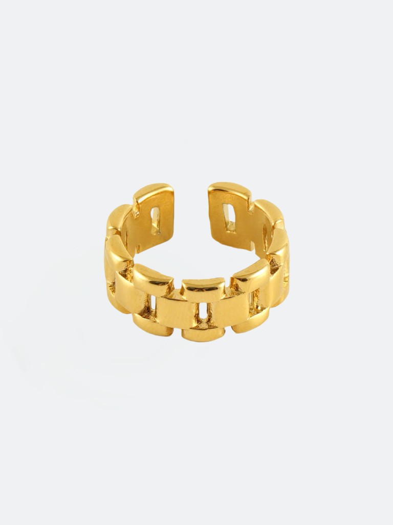 Bred guldfärgad ring i Kedje textur