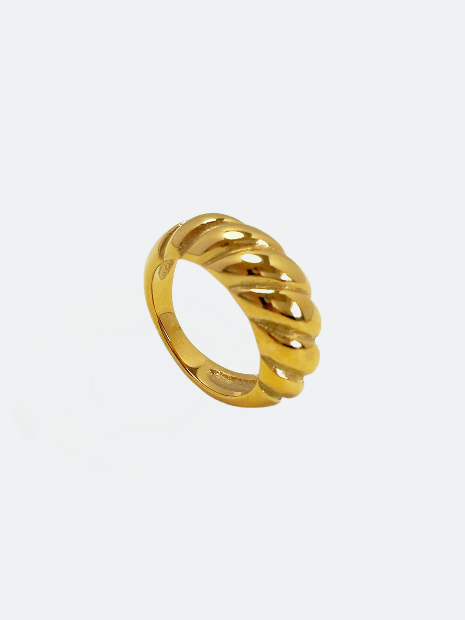 Chunky ring i stål med 18k guld med tvinnat mönster