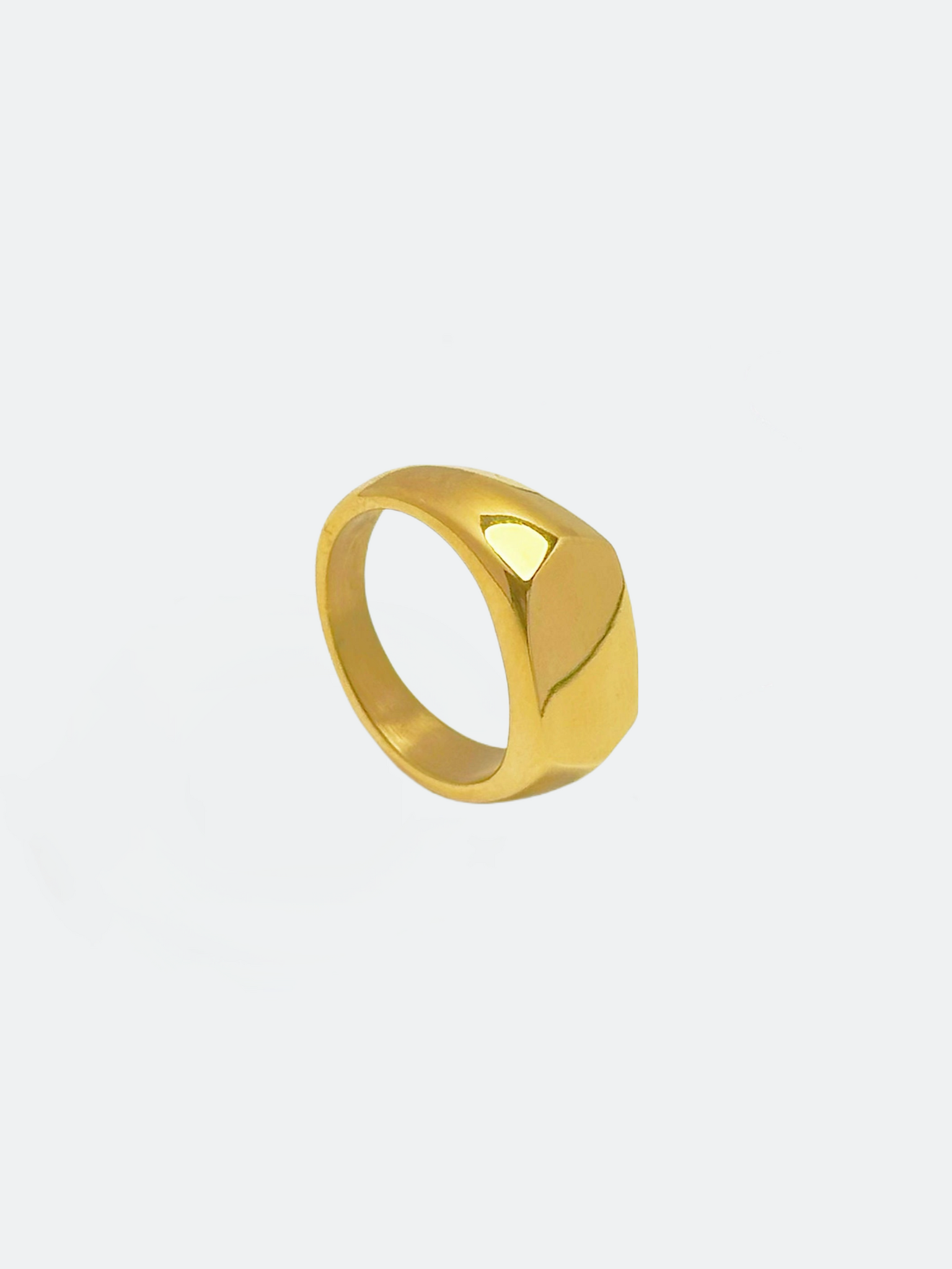 Chunky ring i stål med 18k guld