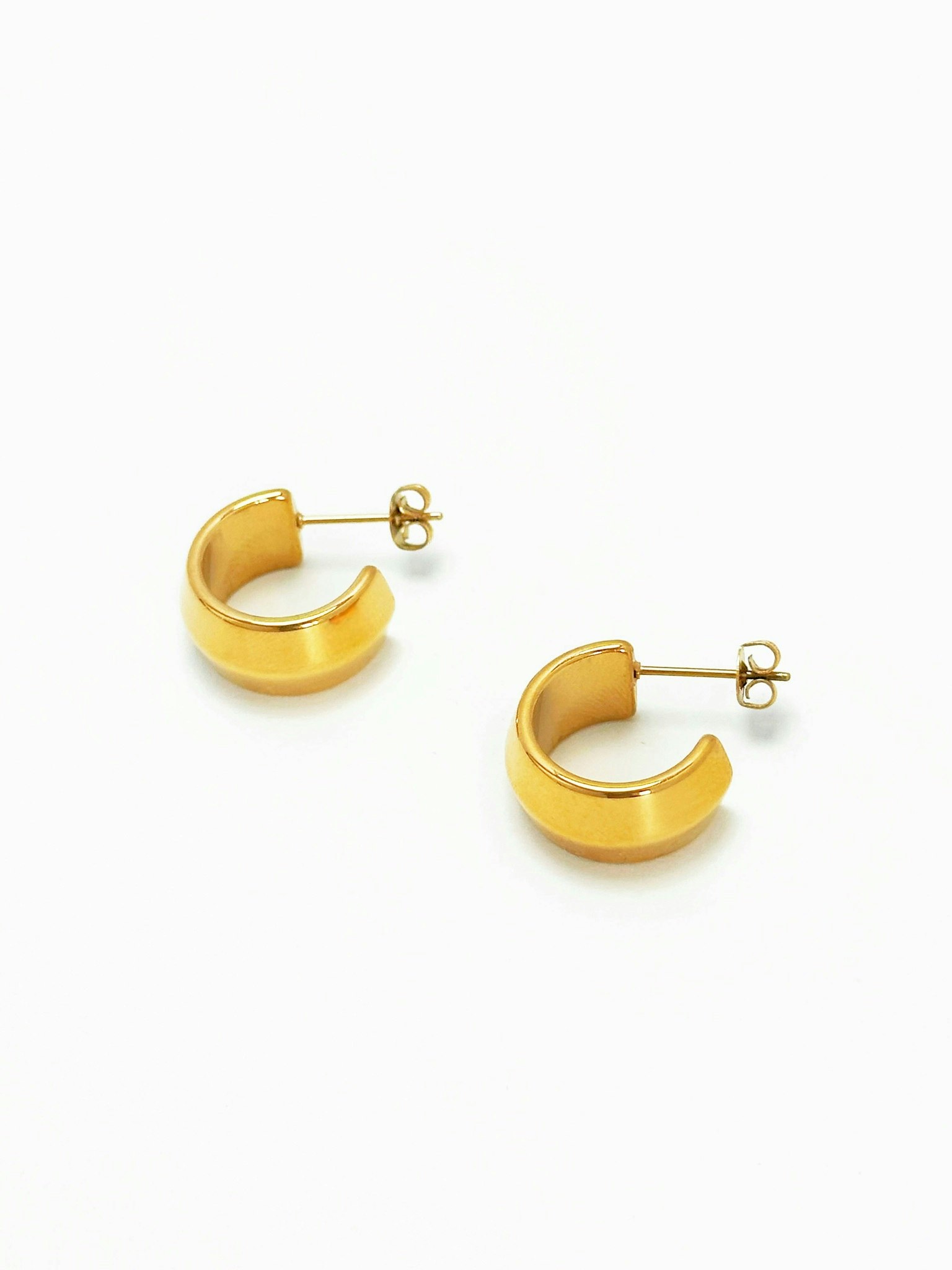 Chunky hoops i stål med 18k guld