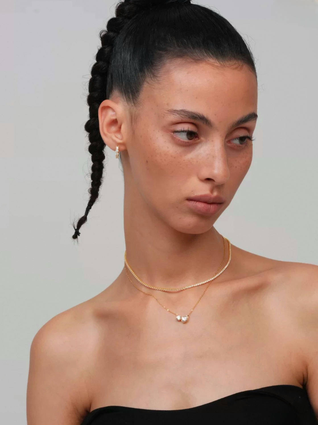Halsband i stål med 18k guld med Cubic Zirconia