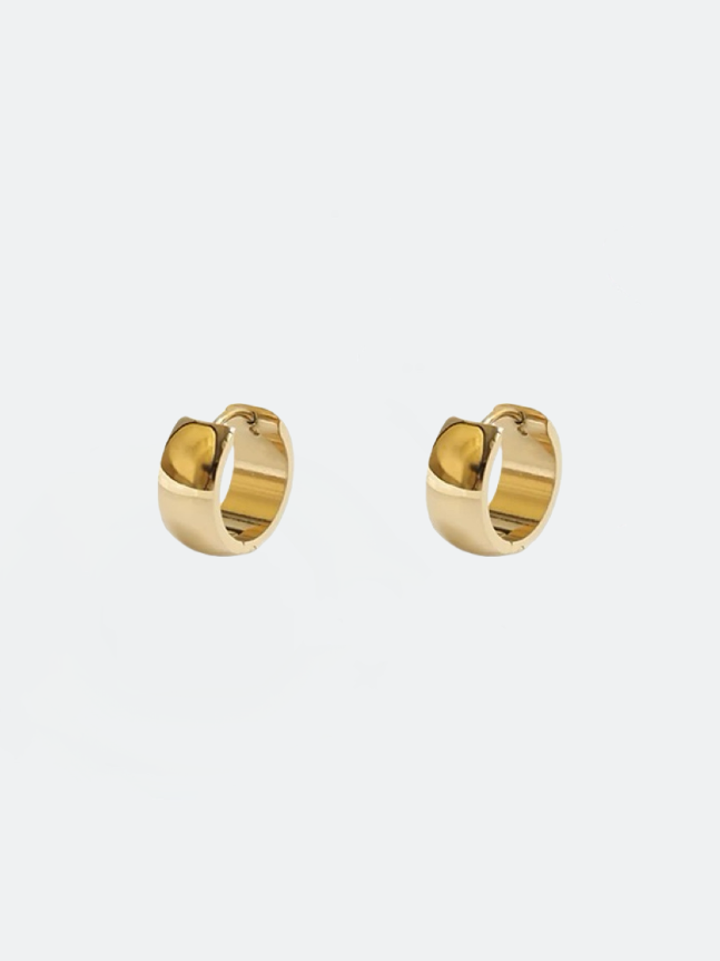 Hoops breda, i stål med 18K guld