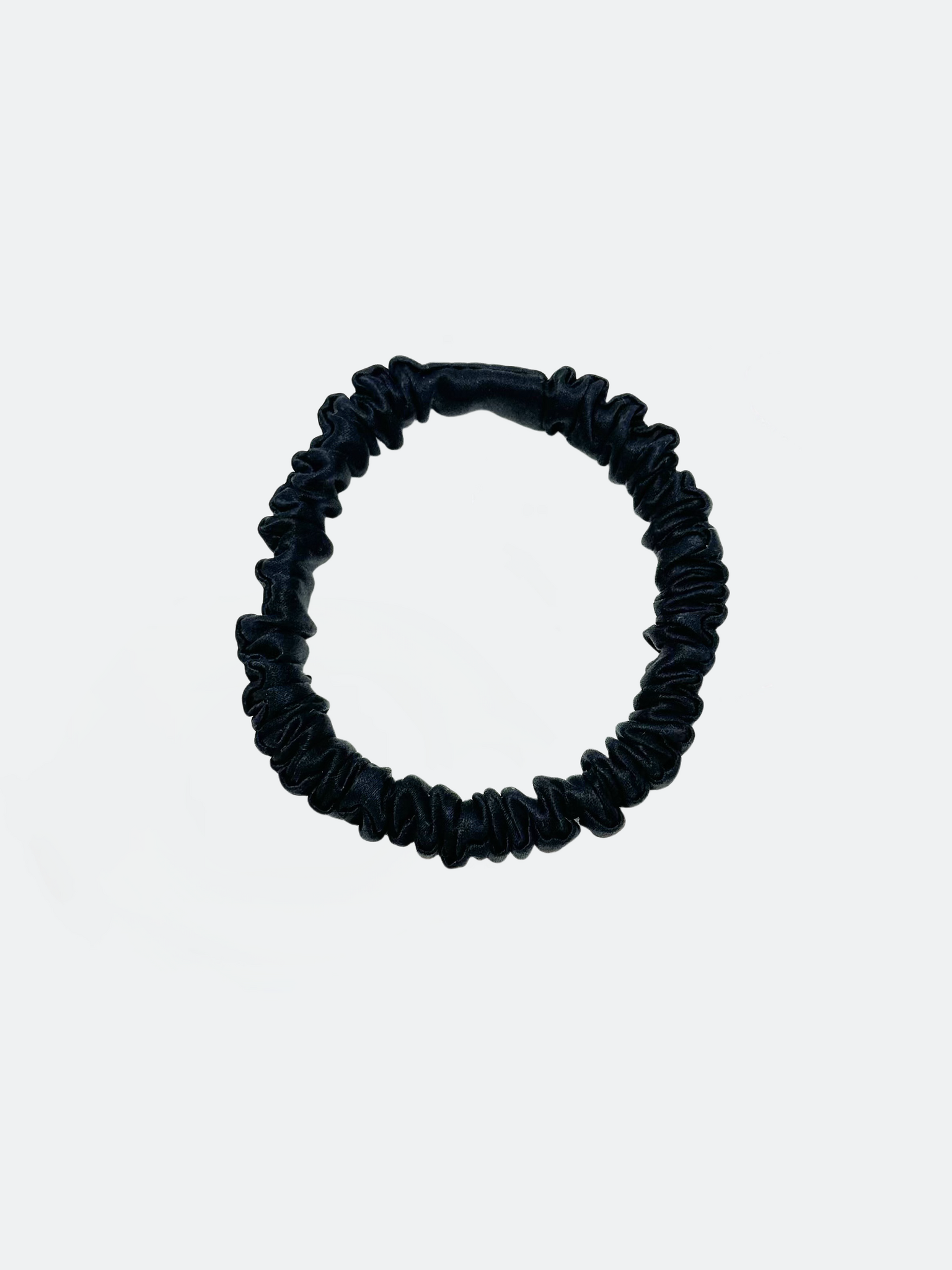 Mulberry Silk Skinny Scrunchies , Svart 1 cm