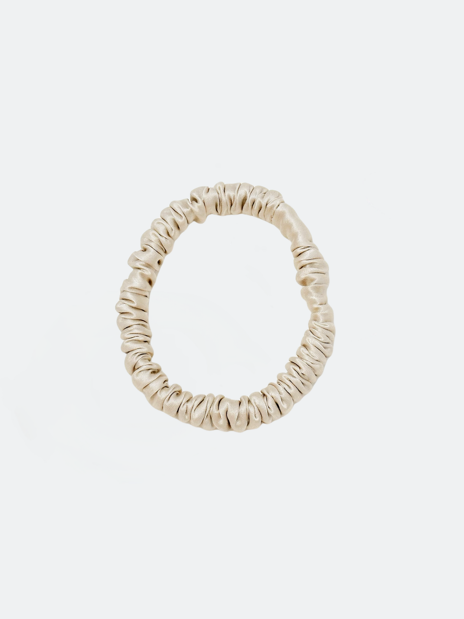 Mulberry Silk Skinny Scrunchies , Beige 1 cm