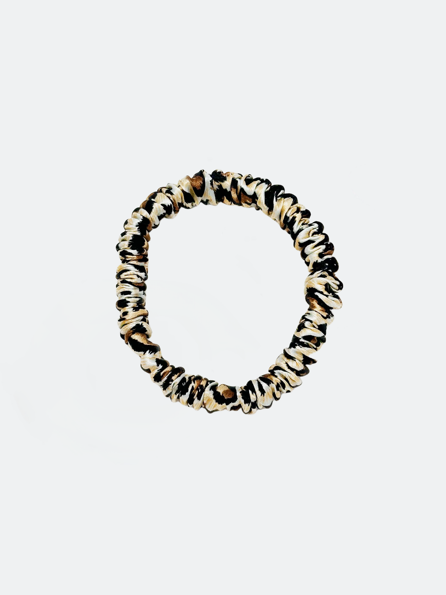 Mulberry Silk Skinny Scrunchies , Leopard 1 cm