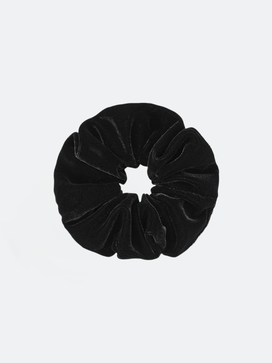 Stor svart scrunchie i sammetsimitation
