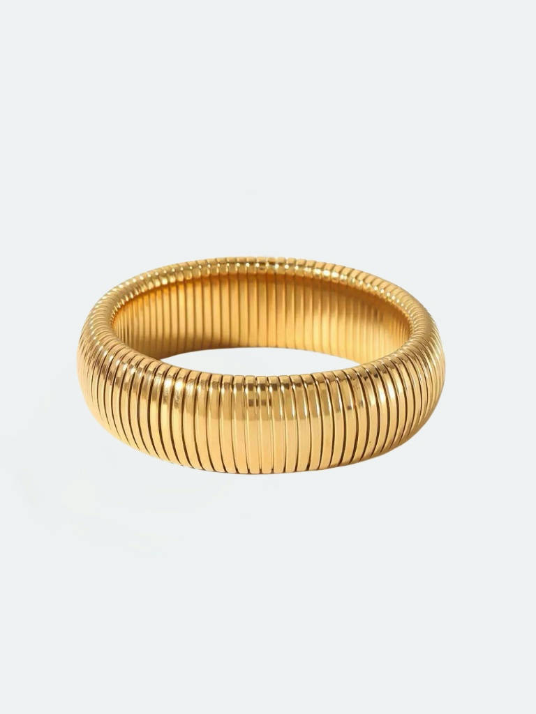 Bangle i stål med 18k guld med räfflade