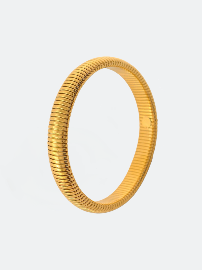 Bangle i stål med 18k guld med räfflade
