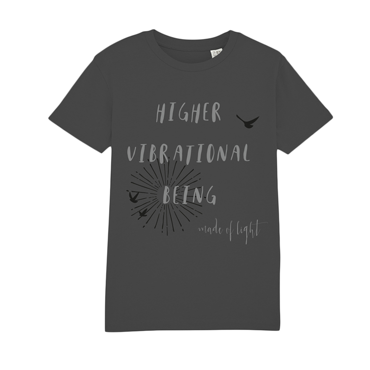 Ekologisk t-shirt 'Higher Vibrational Being' i antracitgrå