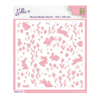 Stencil Background Nellies Choice Rabbits & Tulips MMS4K-043