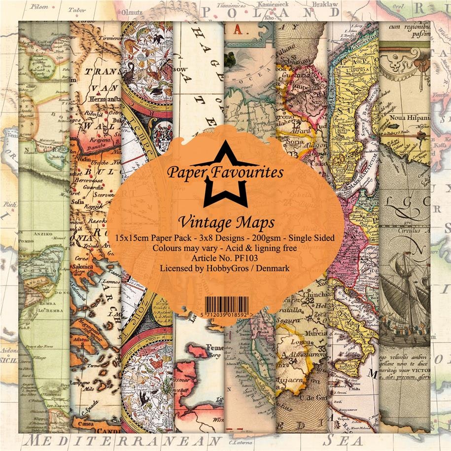 Paper Favourites Vintage Maps 6x6" Pappersblock