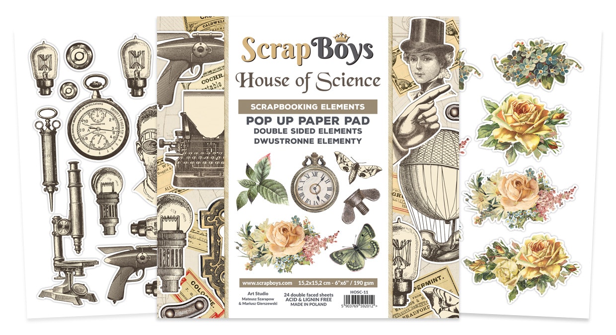 ScrapBoys House of Science pop up 6x6" Pappersblock