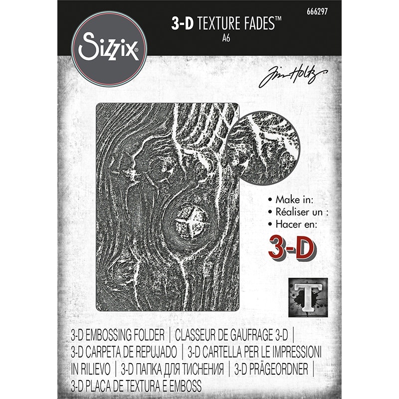 Tim Holtz Sizzix 3-D Texture Fades Embossingfolder Woodgrain 666297