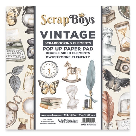 ScrapBoys Vintage pop up 6x6" Pappersblock