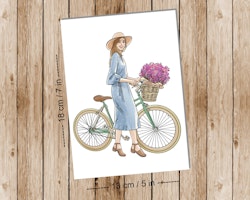 Woman and bicycle- Art print