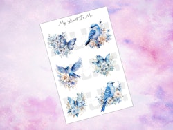 Blue birds and flowers