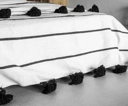 Marockansk handvävd  Pom Pom Filt /överkast