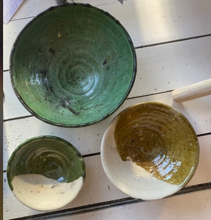 Tamgroute skål 15cm , grön/naturlig