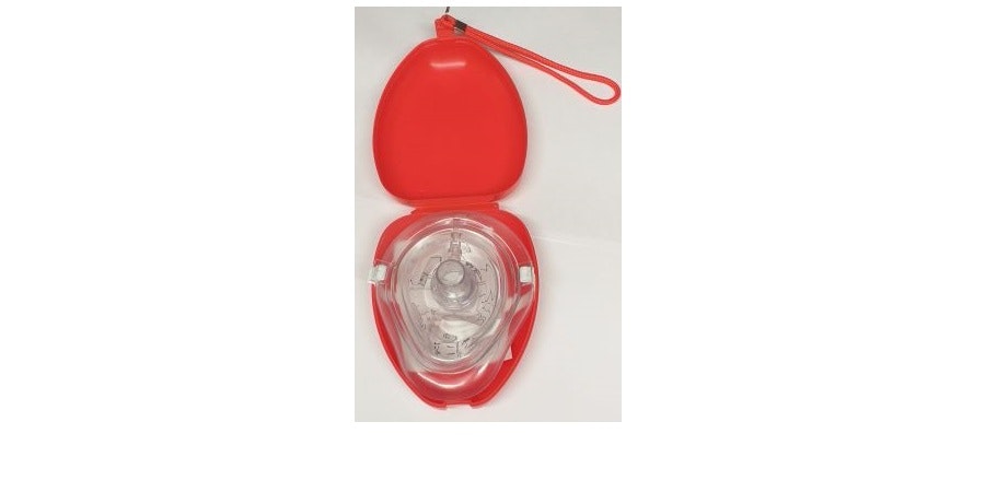 CPR-mask med röd förvaringsväska i bra kvalitet - 10-pack