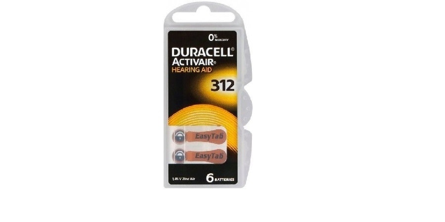 Batteri för hörapparater - Duracell Nr 312 - PR41 - 6-pack