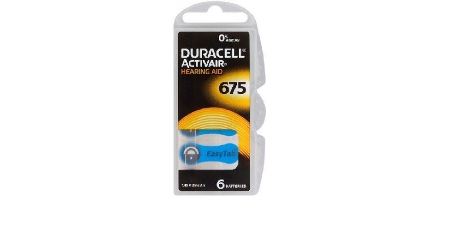 Batteri för hörapparater - Duracell Nr 675 - PR44 - 6-pack