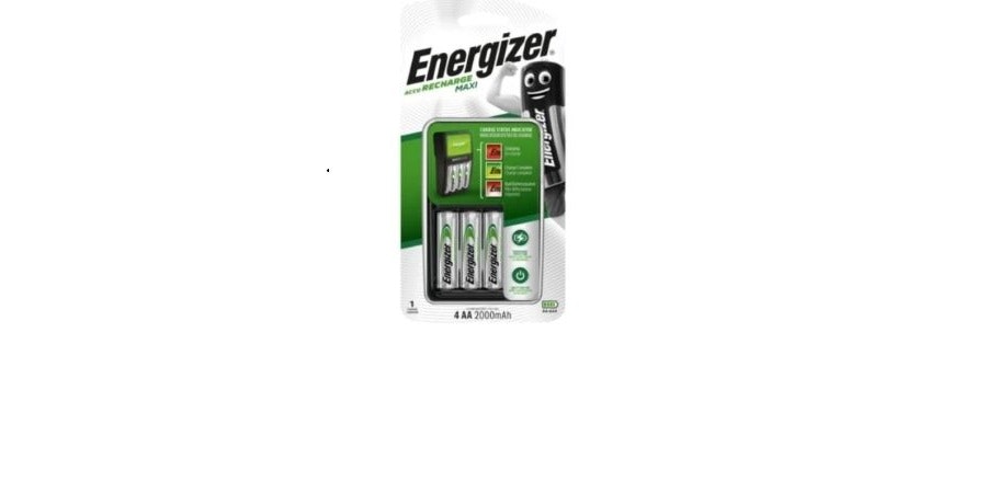 Laddare Energizer Maxi +4 stycken AA laddningsbara batterier 2000 mAh
