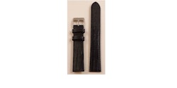 Ödlemönstrat läderarmband svart med stålspänne 12-24 mm