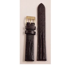 Ödlemönstrat läderarmband mörkbrunt med guldspänne 12-20 mm