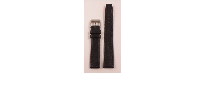 Slätt läderarmband svart med söm och stålspänne 12-24 mm