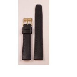 Slätt läderarmband svart med söm och guldspänne 12-24 mm