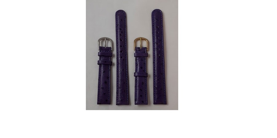 Stoppat läderarmband lila med mörkare prickar 12 och 16 mm