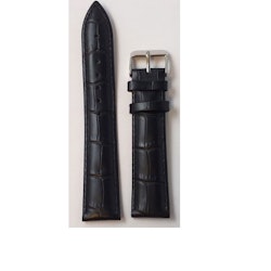 Krokodilmönstrat stoppat läderarmband svart 12-26 mm