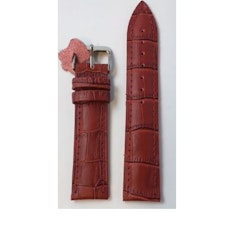Krokodilmönstrat stoppat läderarmband burgundy / vinrött 20 mm och 22 mm