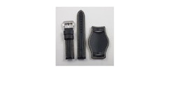 Specialdesignat svart läderarmband med underdel 18-24 mm