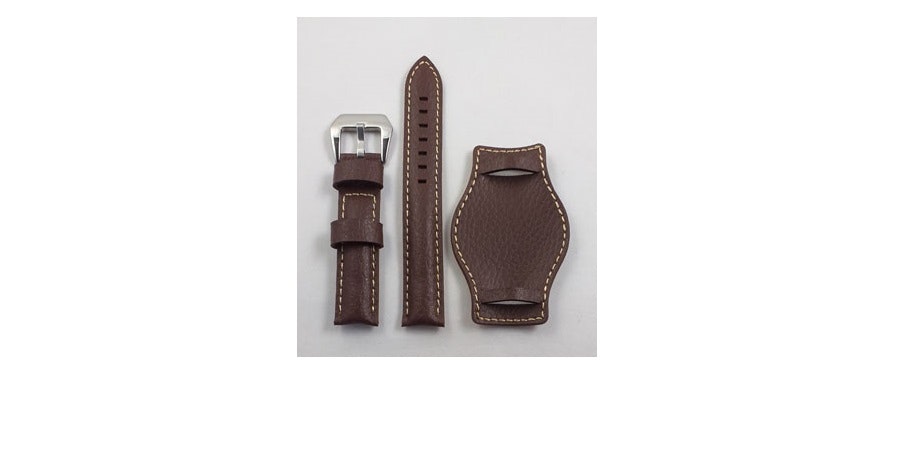 Specialdesignat mörkbrunt läderarmband med underdel 18-24 mm