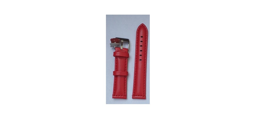Rött stoppat läderarmband - kalvskinn Elite 20 mm