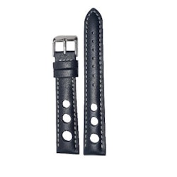 Designat svart läderarmband med runda hål 18-22 mm