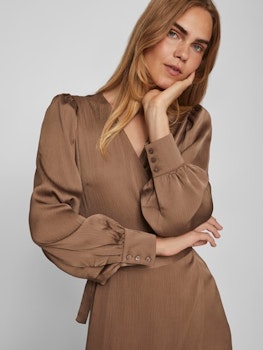 Viomi L/S Satin Wrap Dress